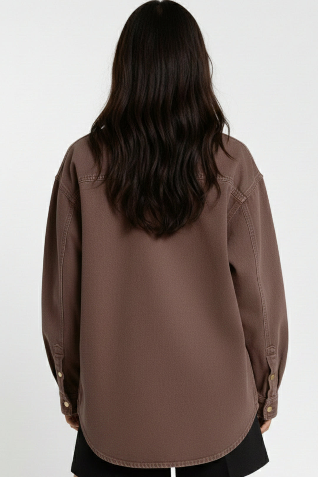 Cocoa Brown Celestial Patch Denim Shirt
