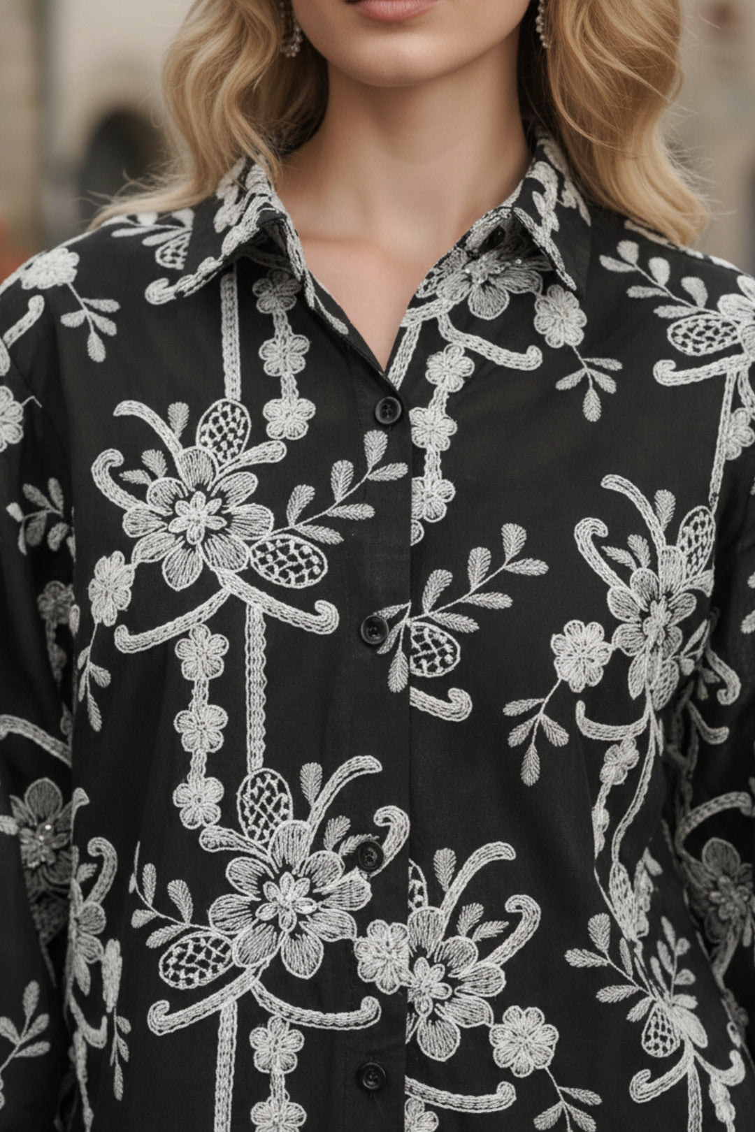 Royal Black Embellished Shirt