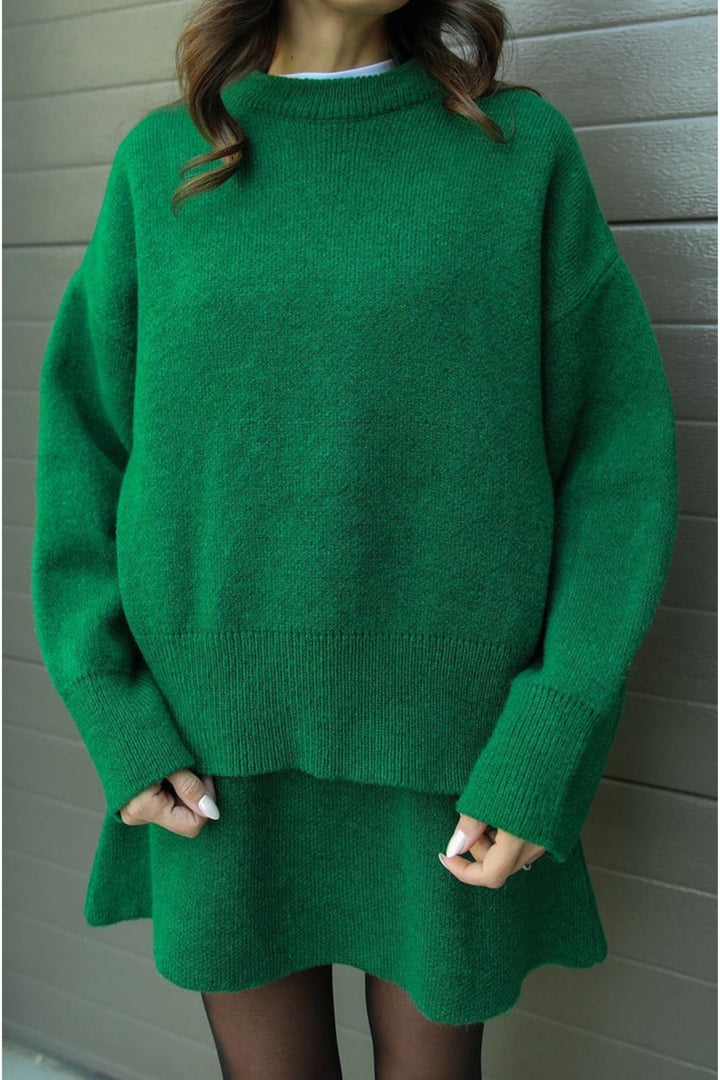 Green Short Skirt Knit Co-ord Set