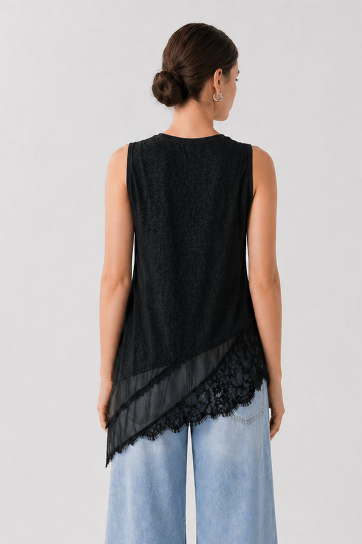 Black  Lace Cascade Top