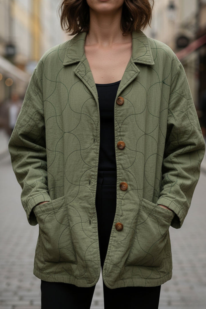 Olive Quilted Shacket