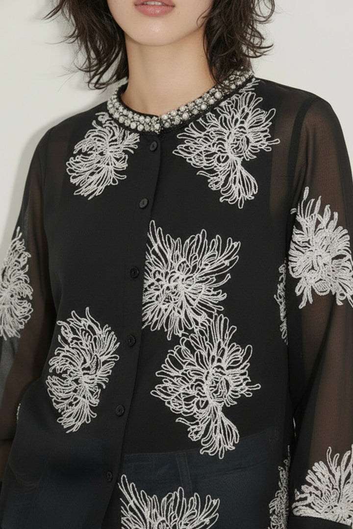 Angelica Black Embroidered Shirt