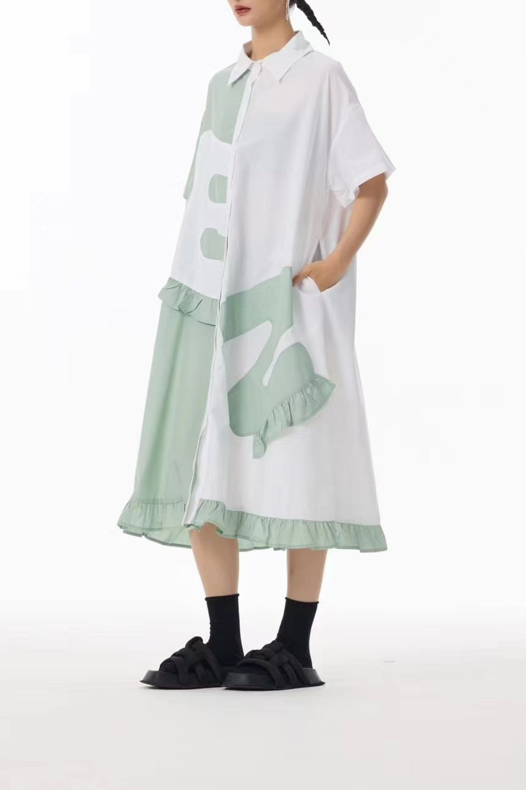 EZ Color blocked Shirt Dress