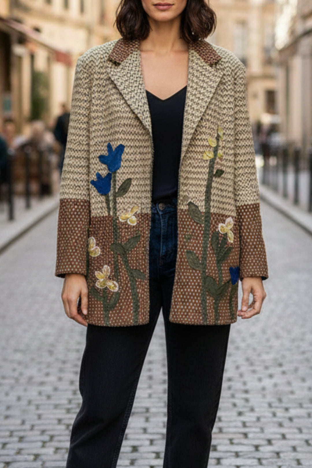 Botanical Zigzag Floral Blazer