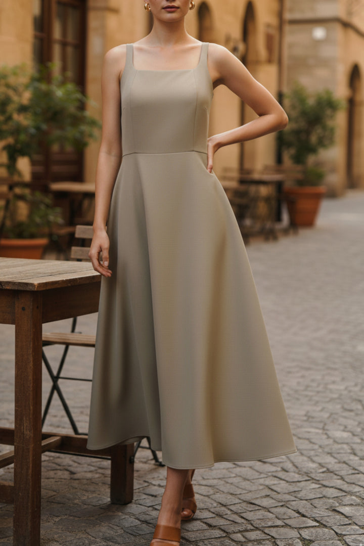 Elegante Greige Sleeveless Dress