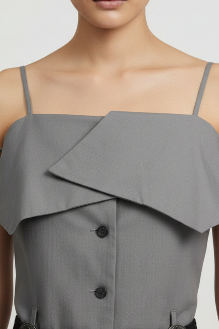 Twyla Grey Pleated Dress