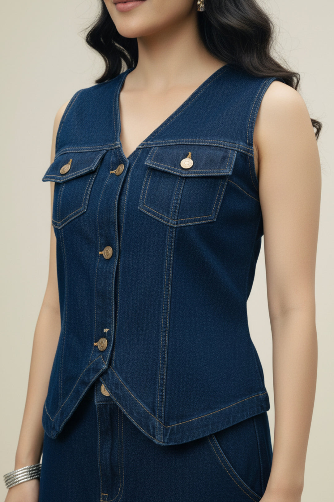 Denim Vest & Skirt Co-Ord Set