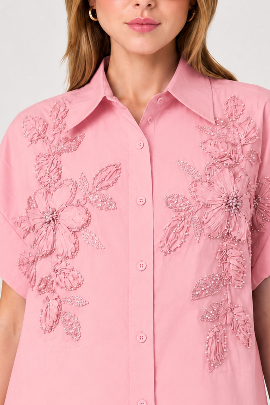 Pink Floral Oversized Shirt