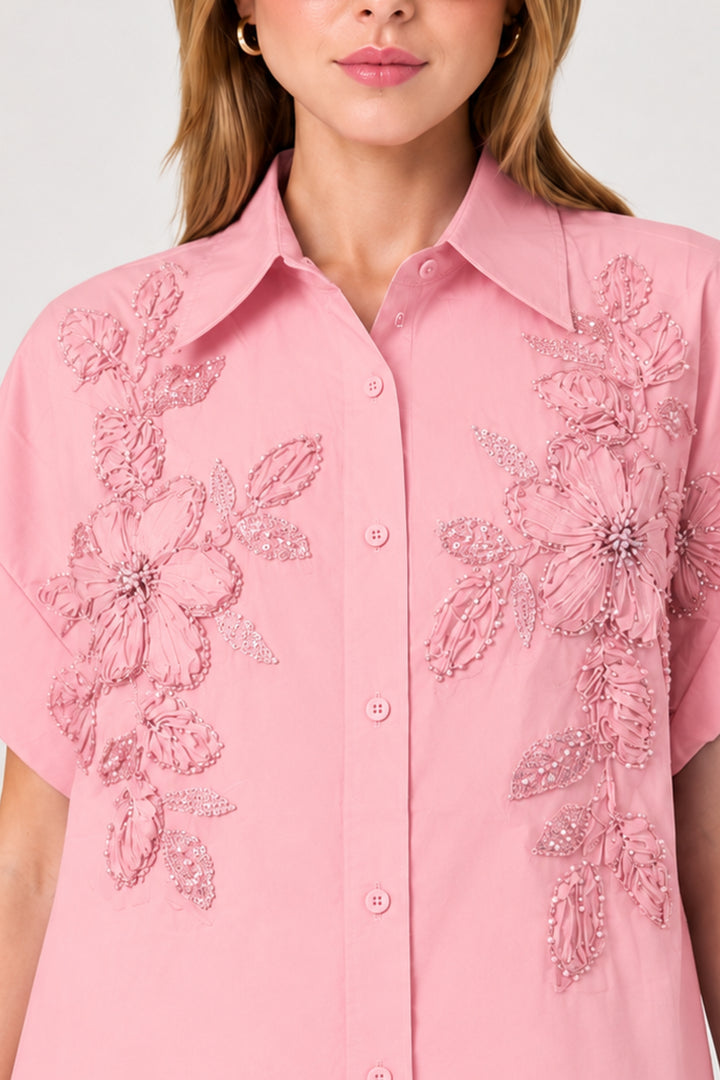 Pink Floral Oversized Shirt