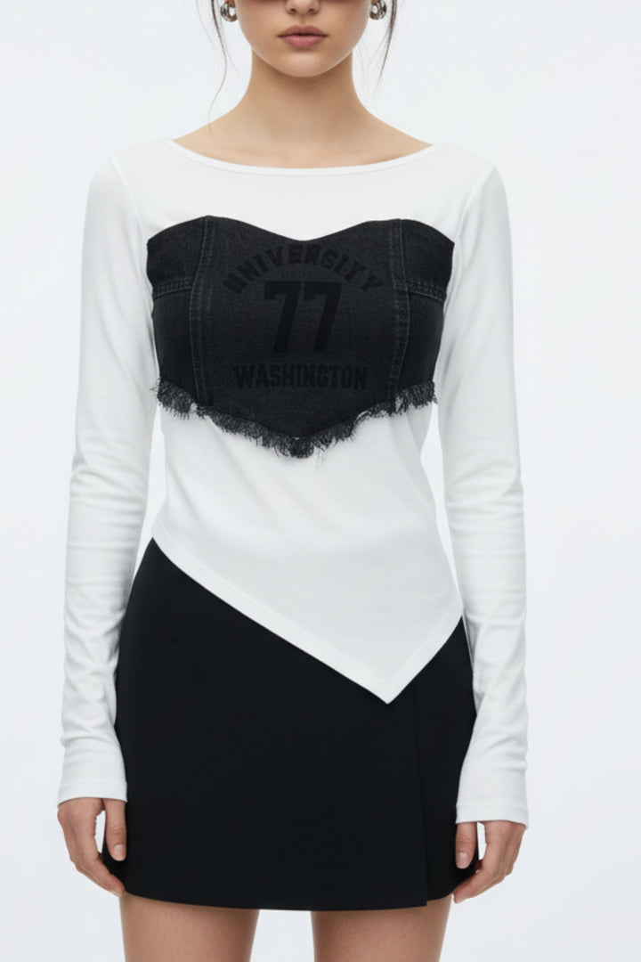 Sweetheart Off-White Frayed Top