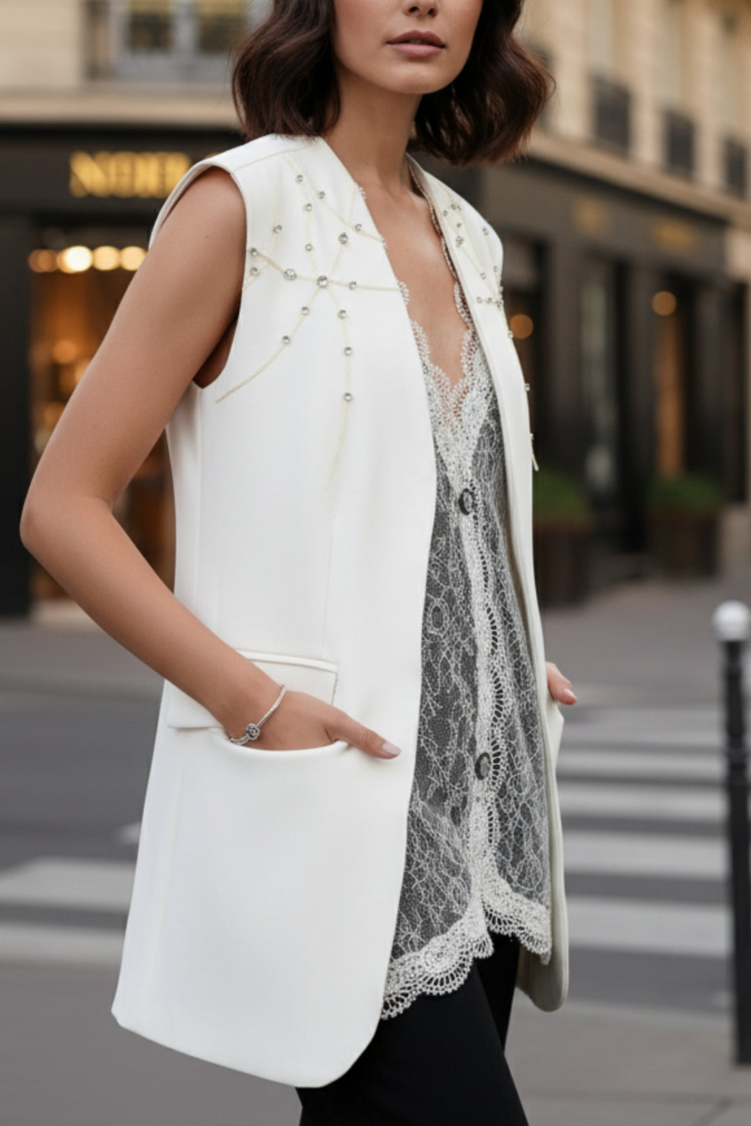 Evening Moon Rhinestone Vest