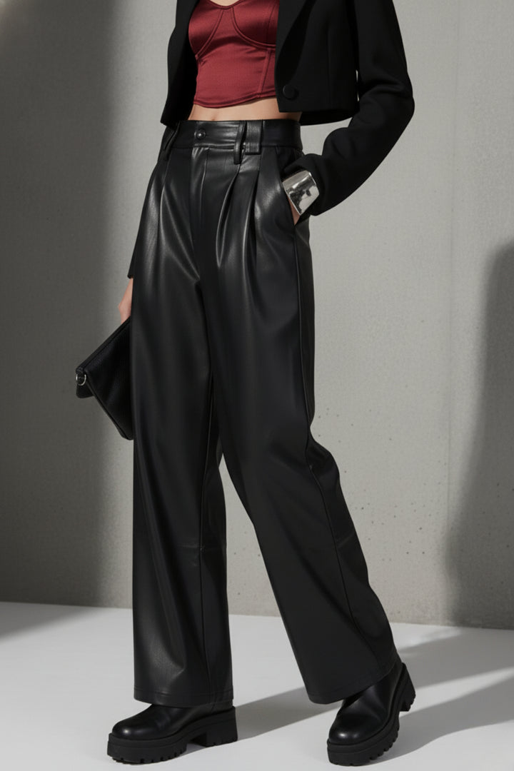 Obsidian Leather High-Waist Pants