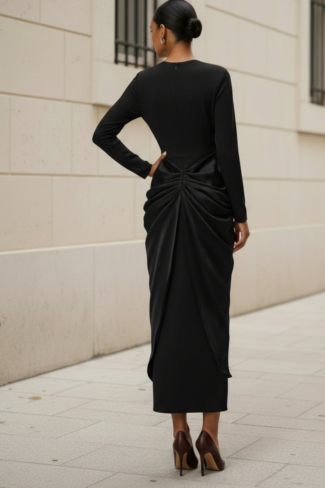 Obsidian Luxe Draped Dress
