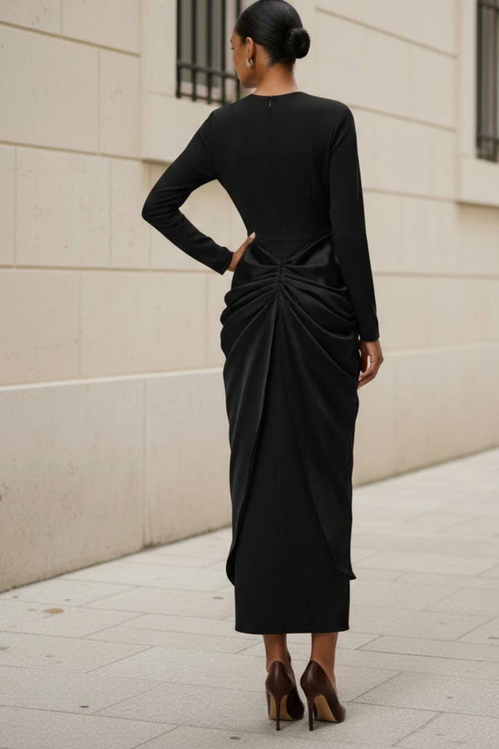 Obsidian Luxe Draped Dress