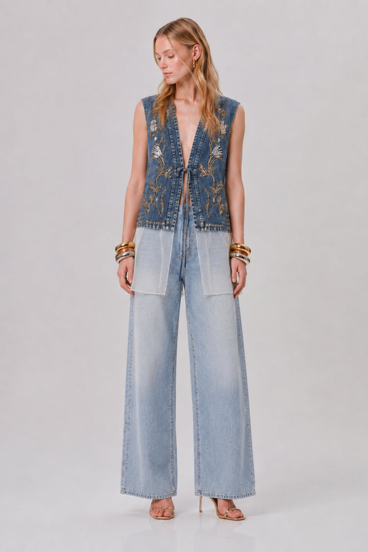 Botanical Spark Denim Vest