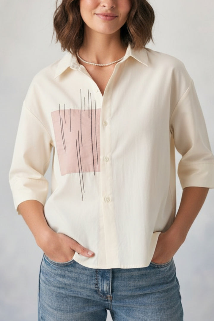 Cream Patch Oversized Shirt