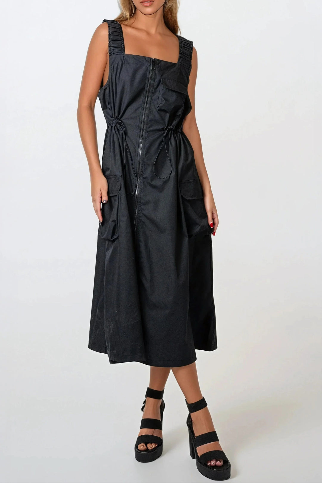 Sunset Black Zippered Dress
