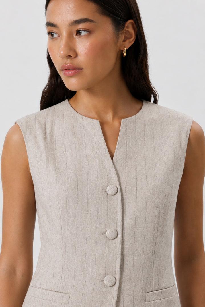 Swiss Latte Striped Waistcoat Co-ord Set