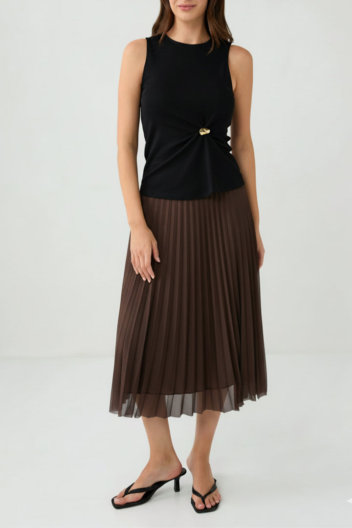 Espresso Mesh Pleated Skirt