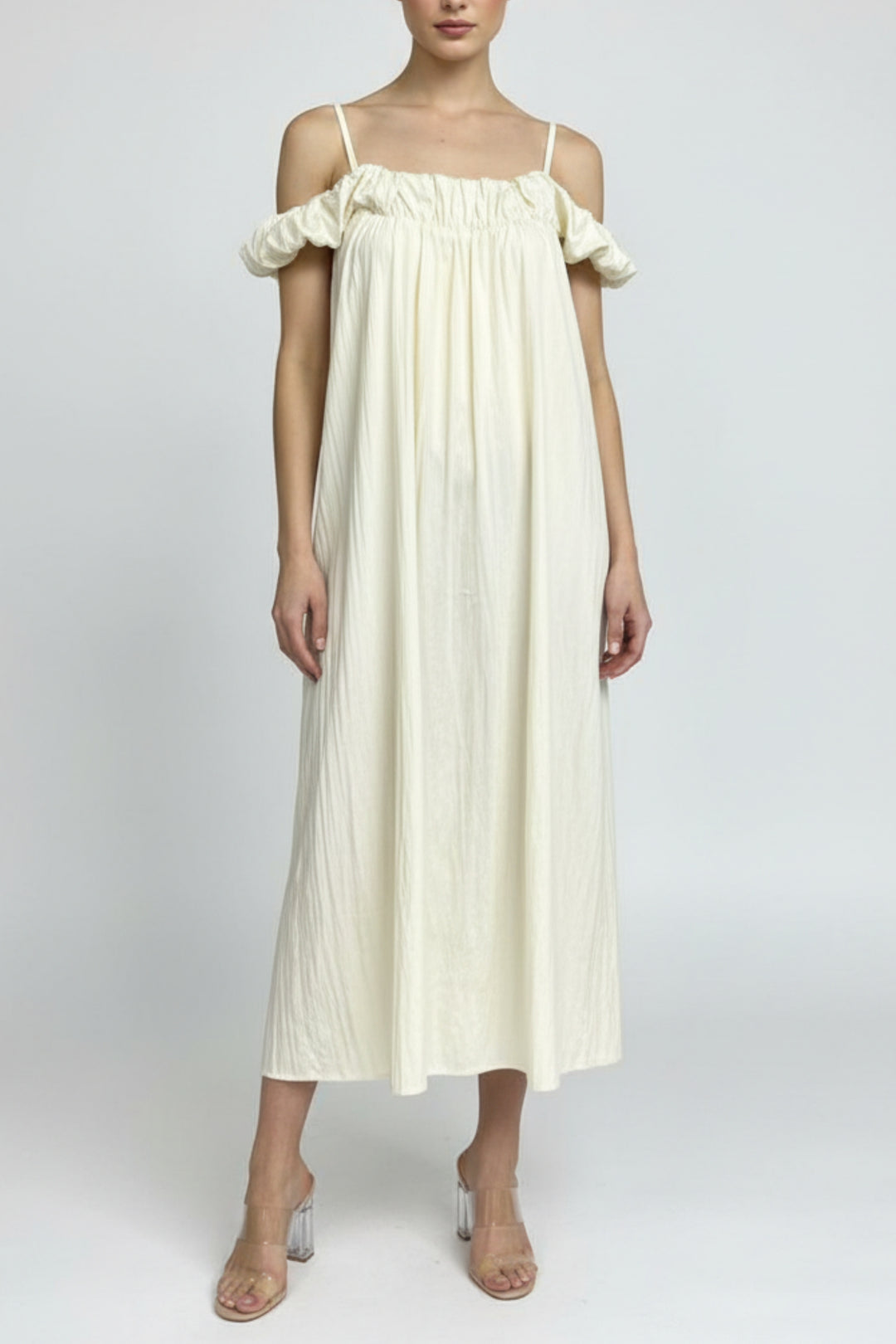 Barely Ivory Ruffle Dress