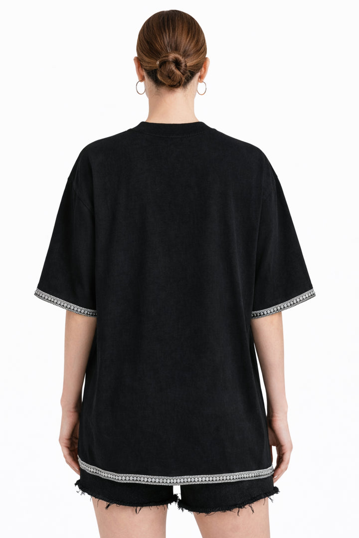 Noir Crystal Pin Tee