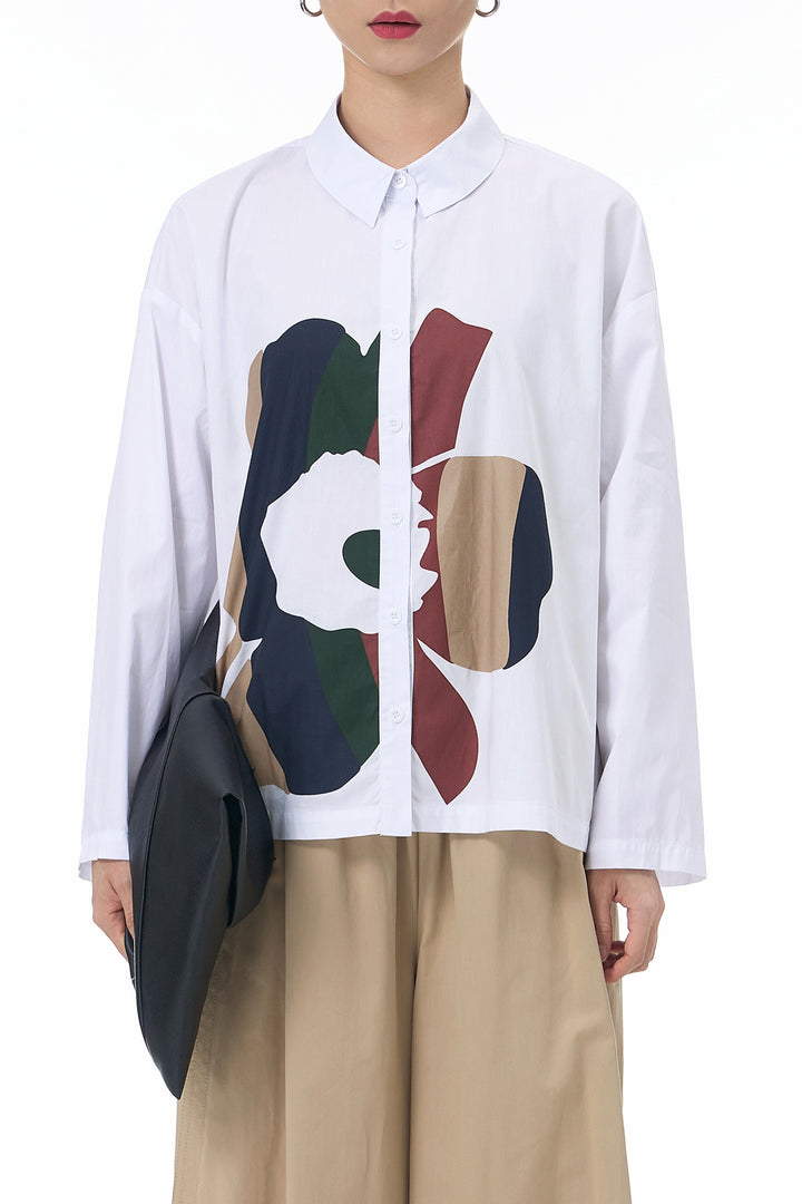 white printed full sleeve shirt