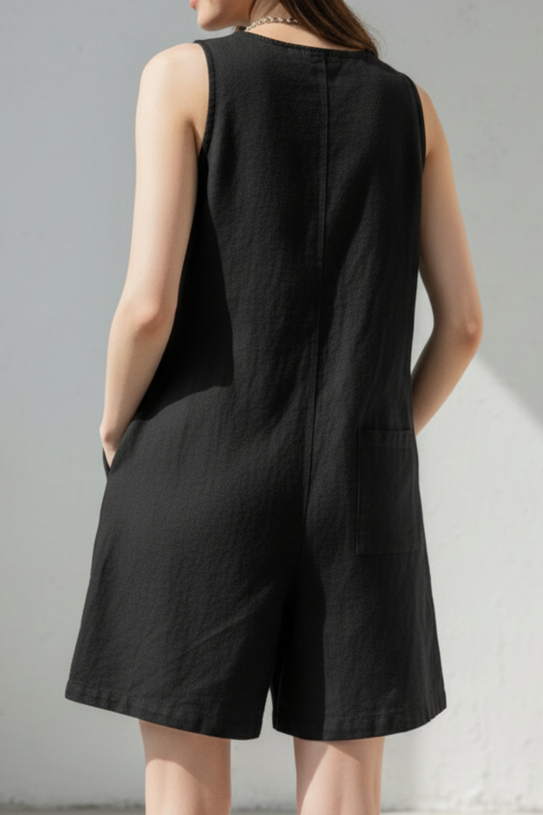 Black Linen Playsuit