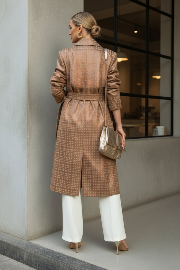 Caramel Suede Trench Coat