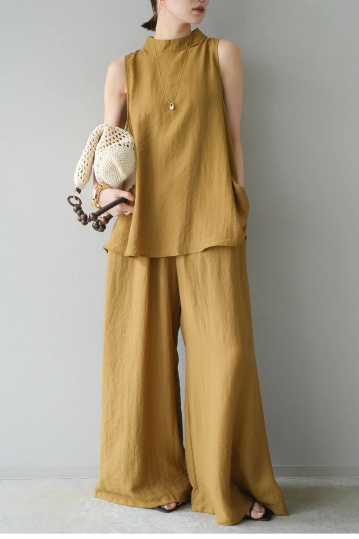 Mustard Back Slit Comfort Coord Set