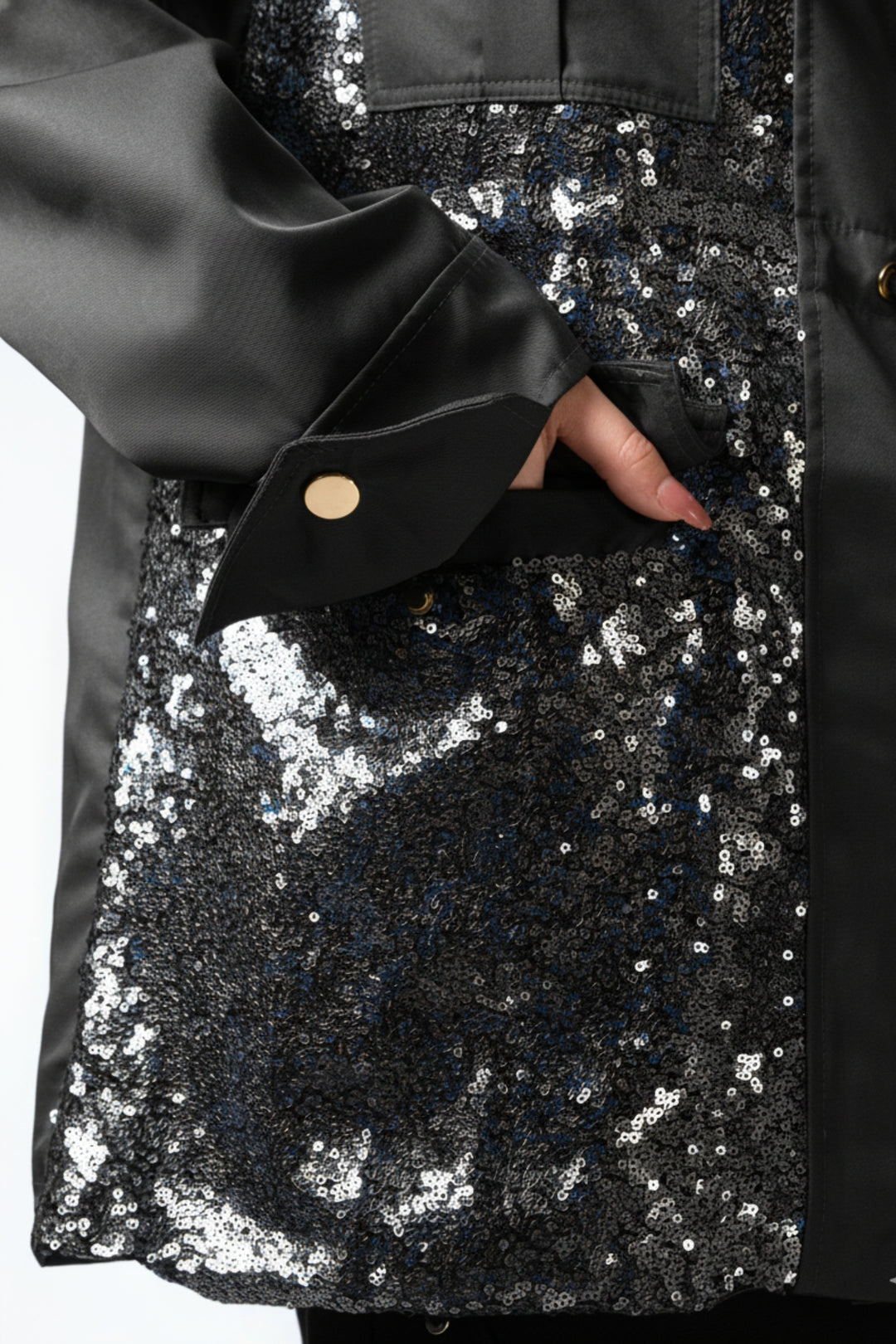 Midnight Sequin Utility Shacket