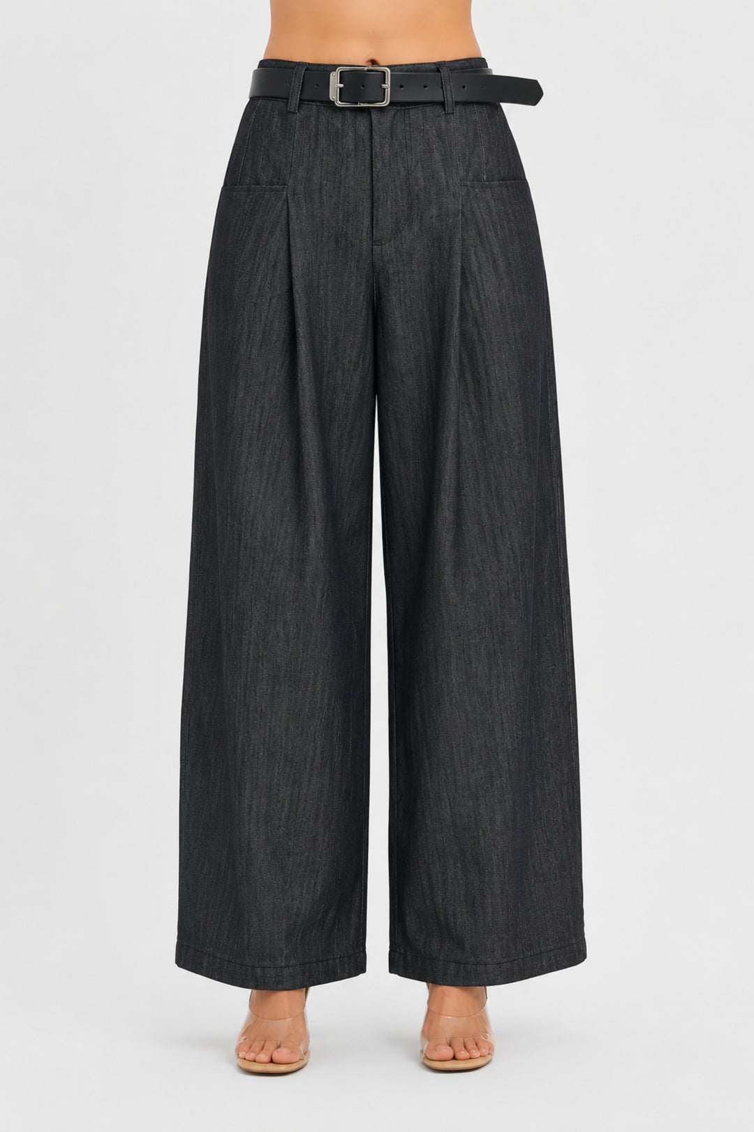 Noir Denim Wide-Leg Pants