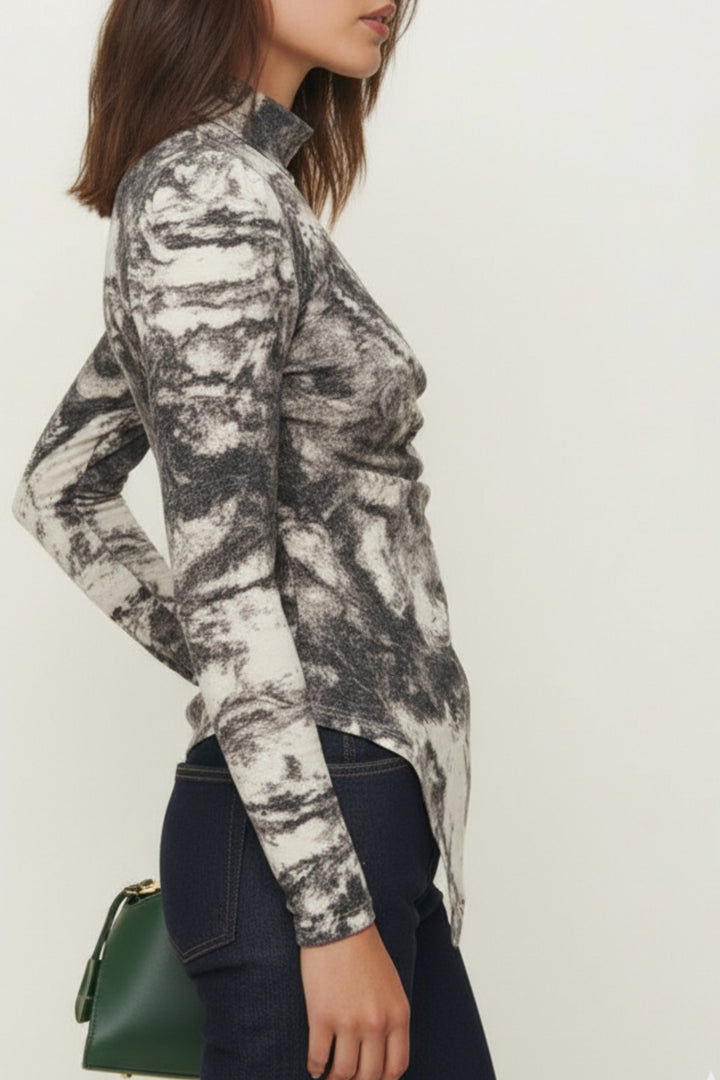 Abstract Marble Bodycon Top