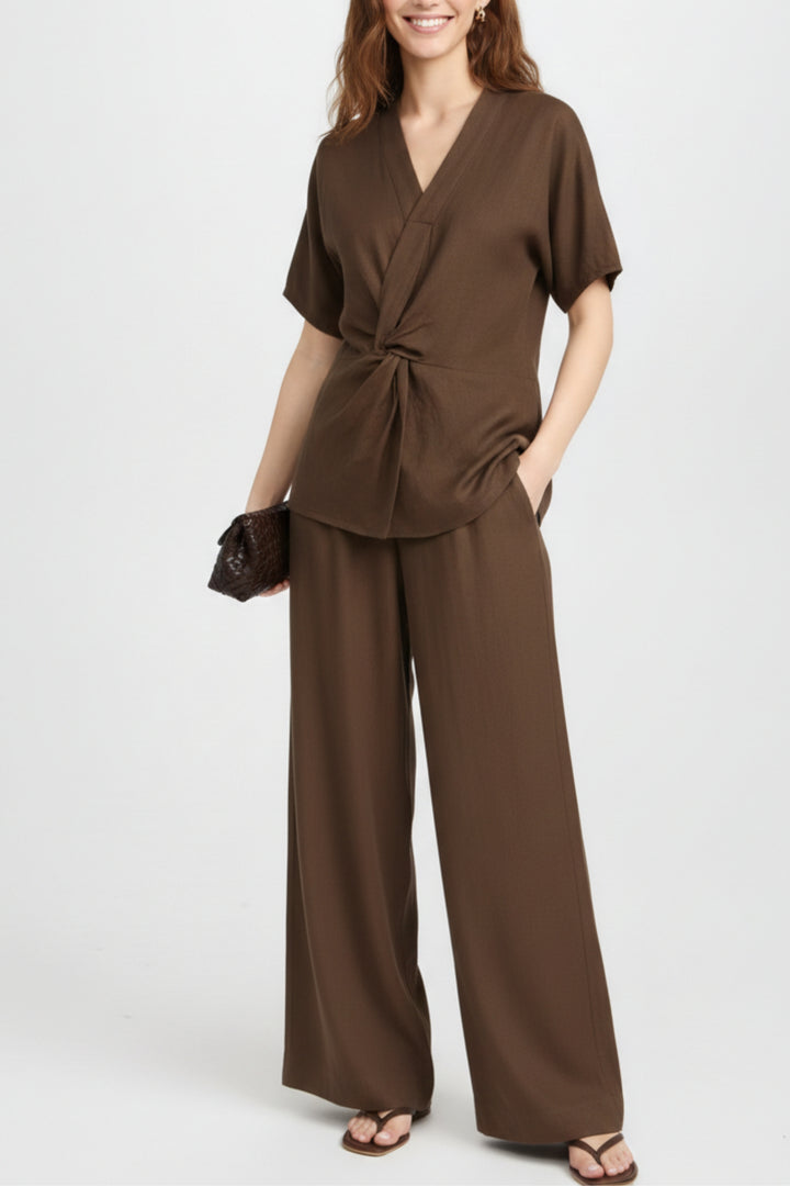 Mocha Twist Knot Top & Pant Co-Ord Set