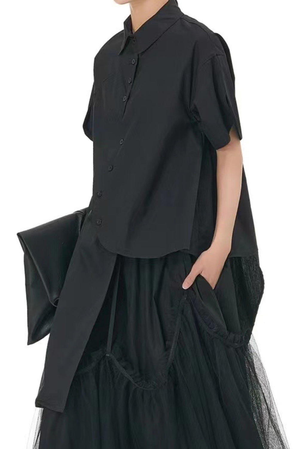 Long oversized shirt in black for casual wear