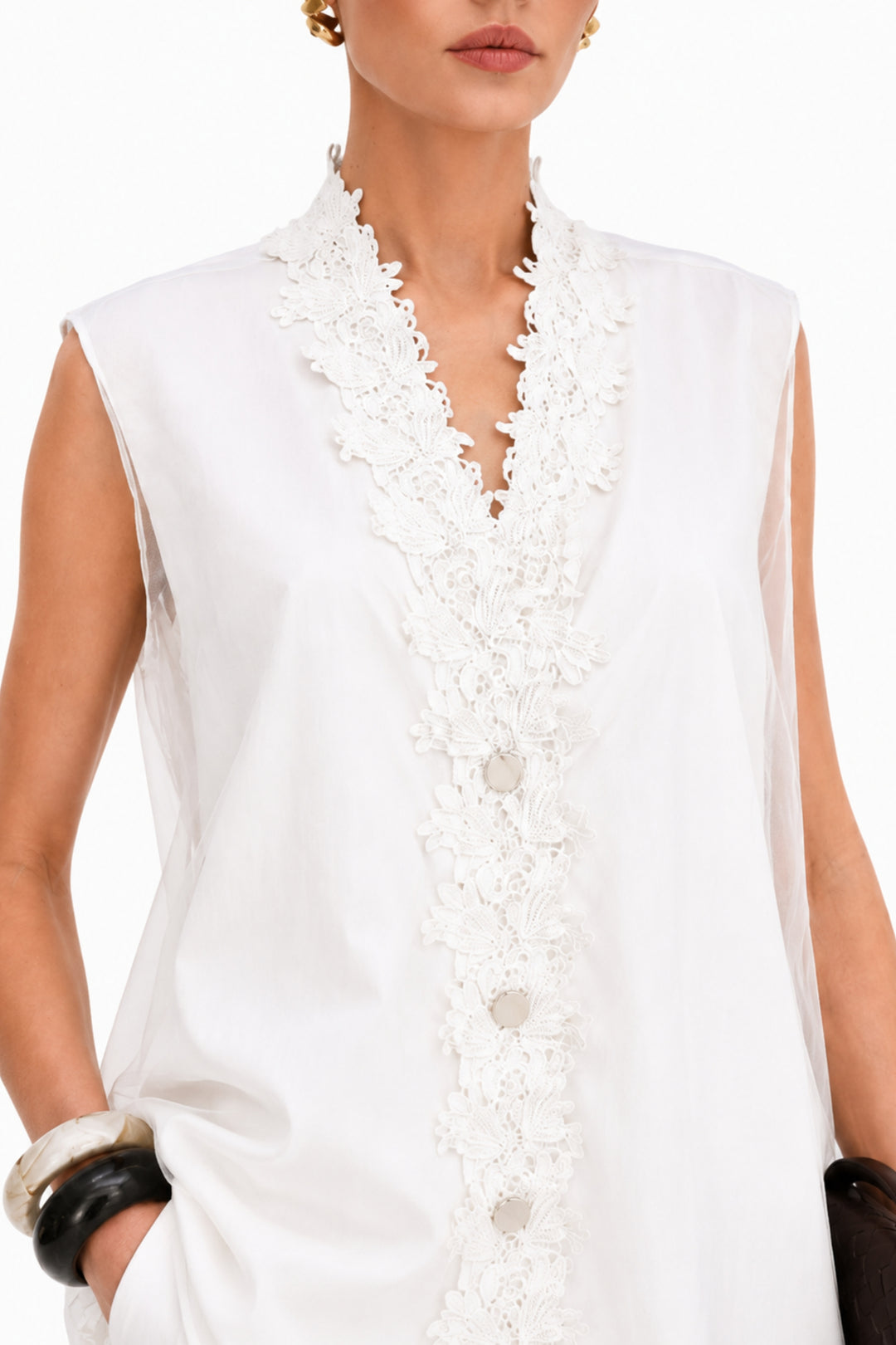 White Orchid Lace Vest
