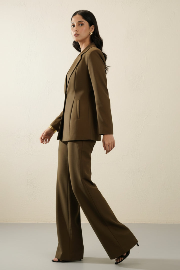 Rich Brown Summer Blazer and Pant Coord set