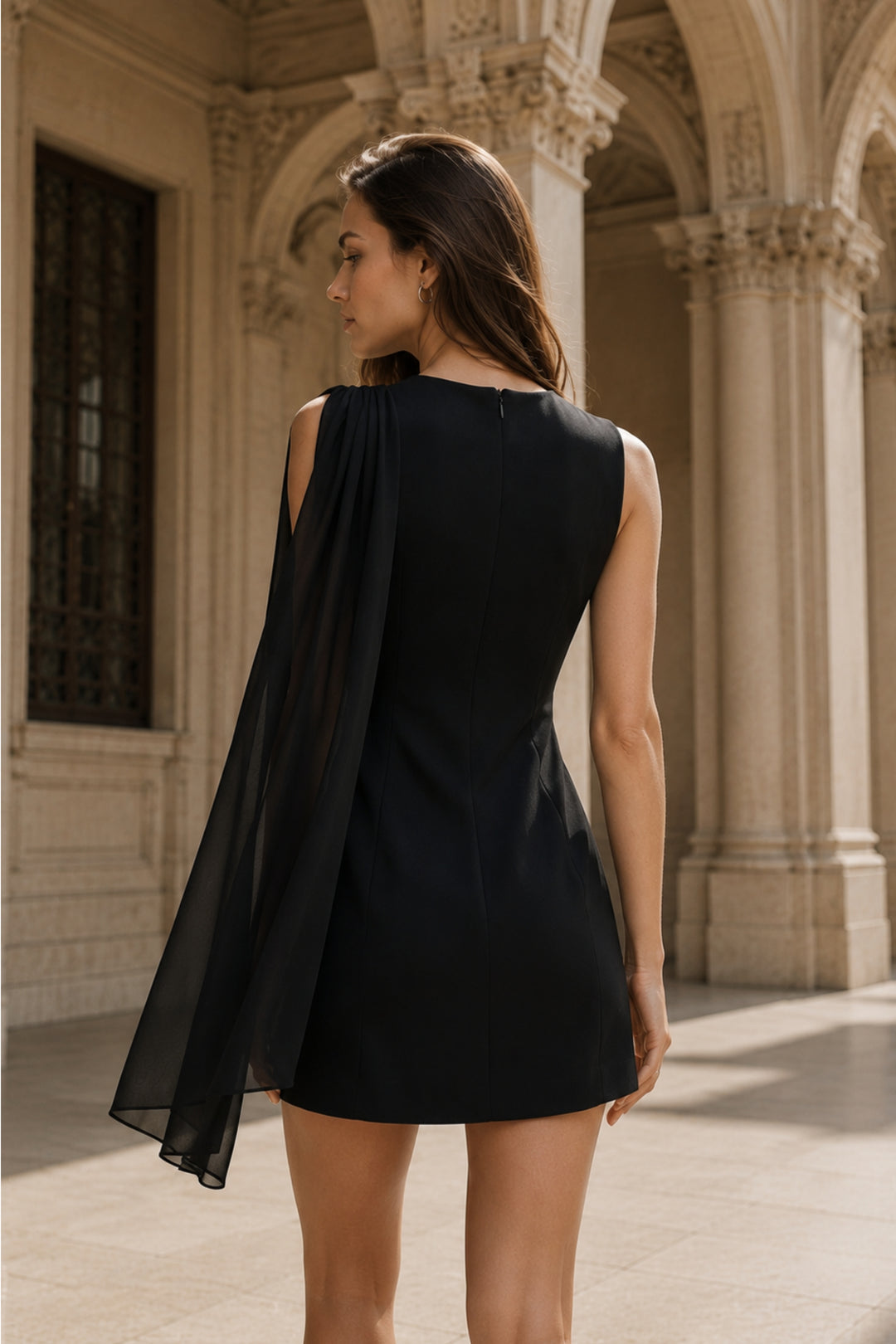 Noir Veil Mini Dress