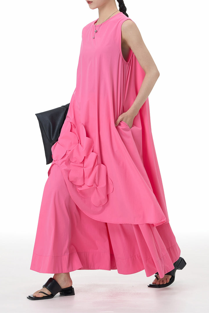 Pink Fleur Appliqué Dress