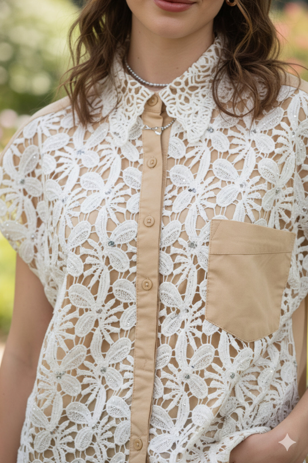 Daisy Beige Embroidered Top