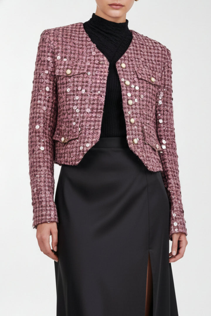 Fuchsia Pink Stardust Sequin Blazer