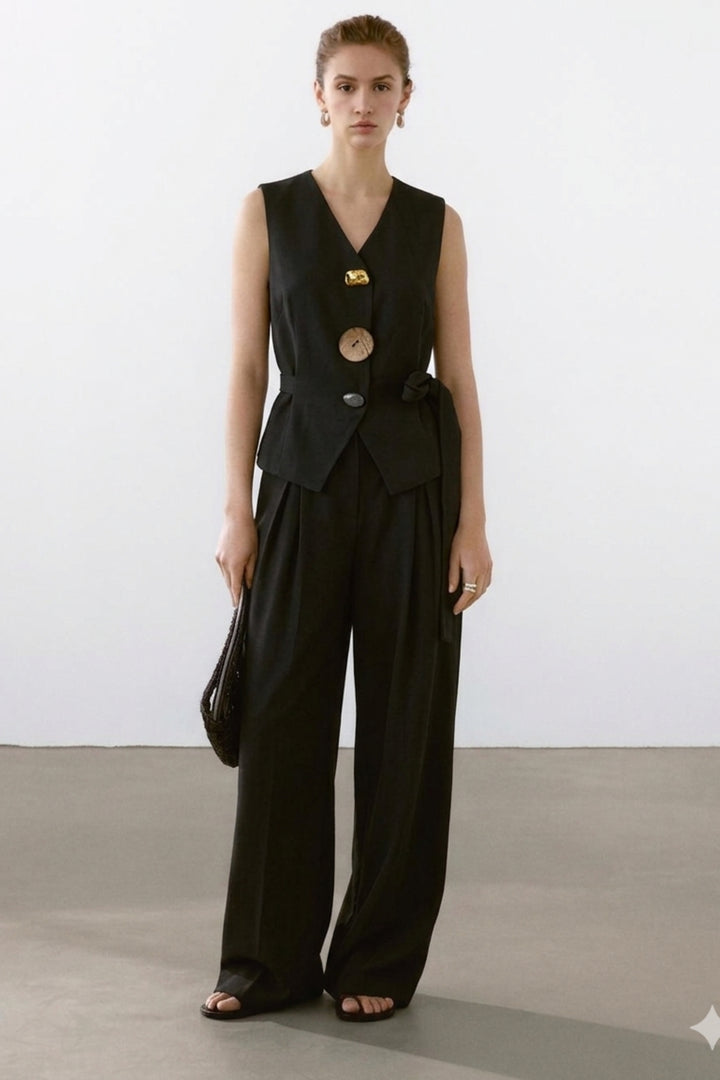 Monaco Noir Buttoned Co-ord