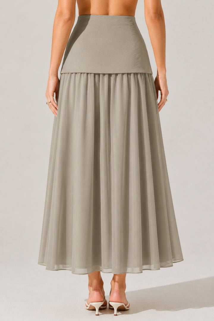 Ecru Chiffon Layered Skirt