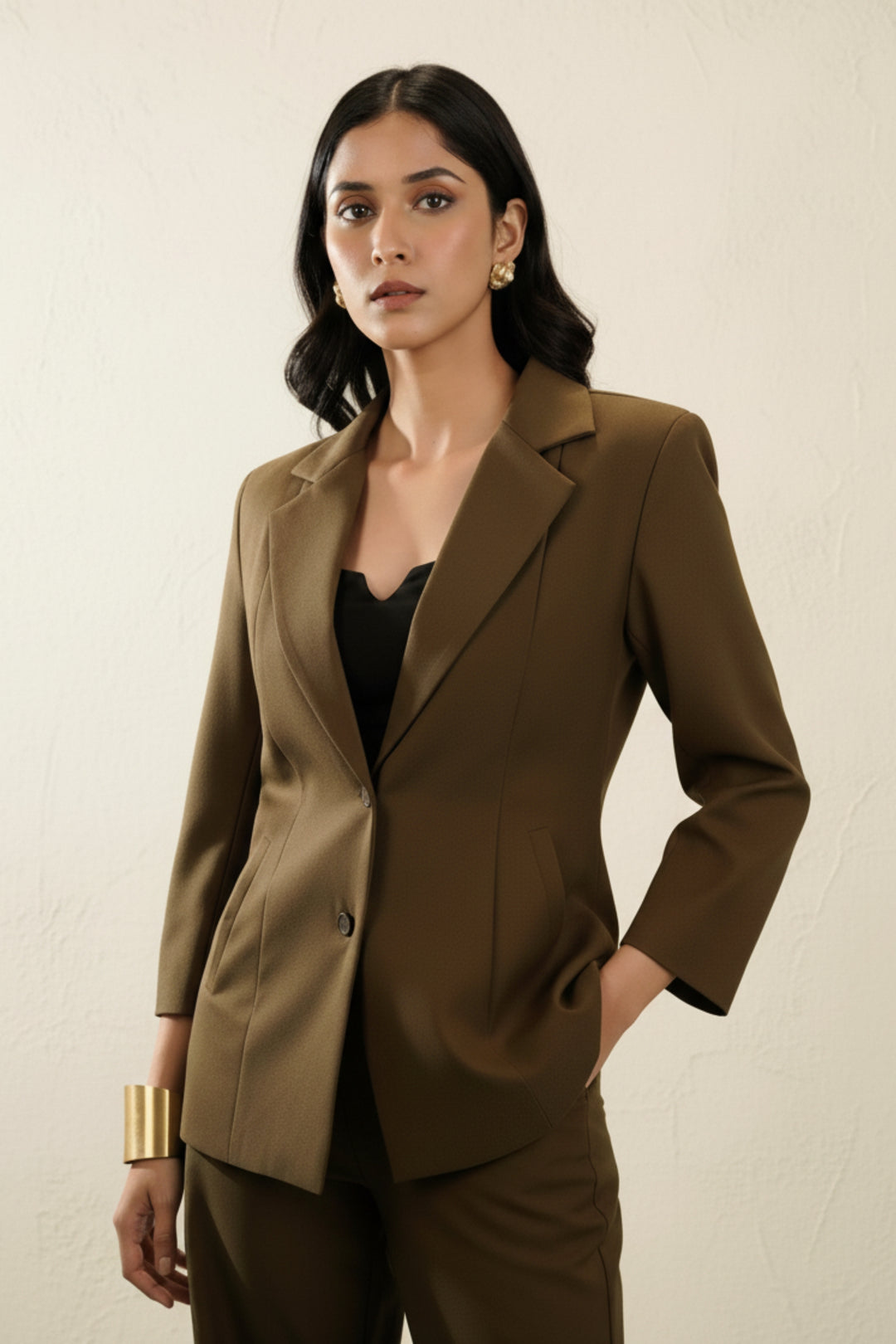 Rich Brown Summer Blazer and Pant Coord set