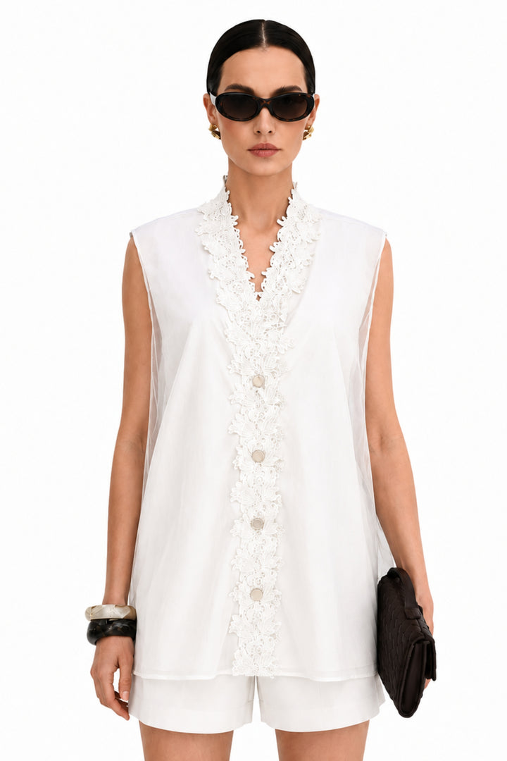 White Orchid Lace Vest