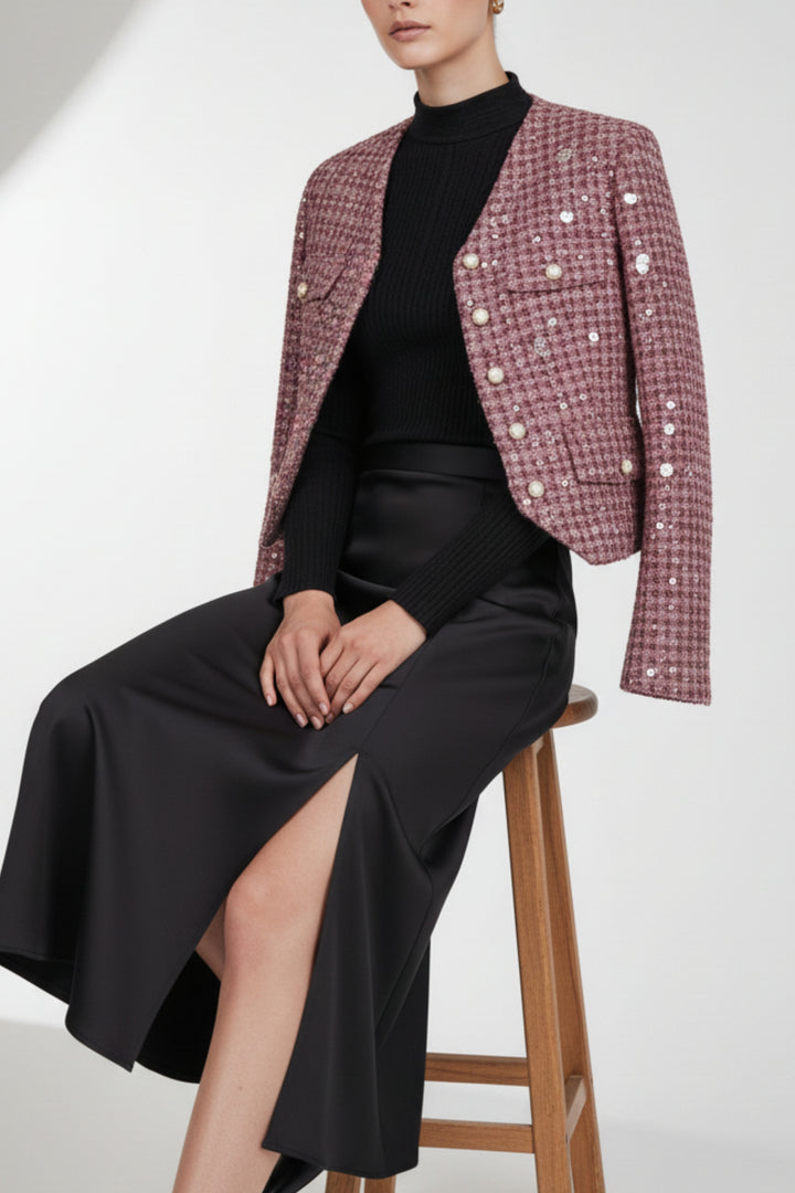 Fuchsia Pink Stardust Sequin Blazer