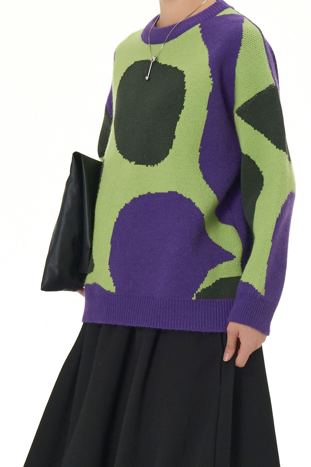 Mosaic Purple Round Knit Sweater