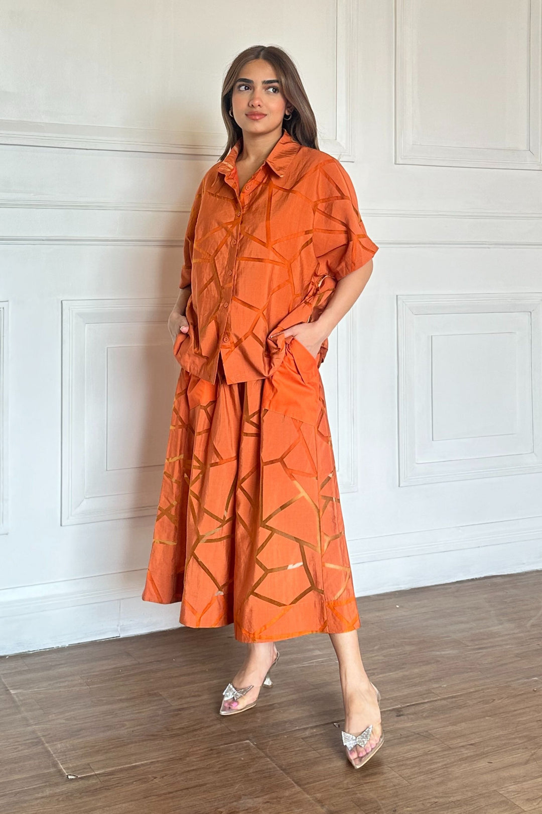 Orange cotton blend outfit