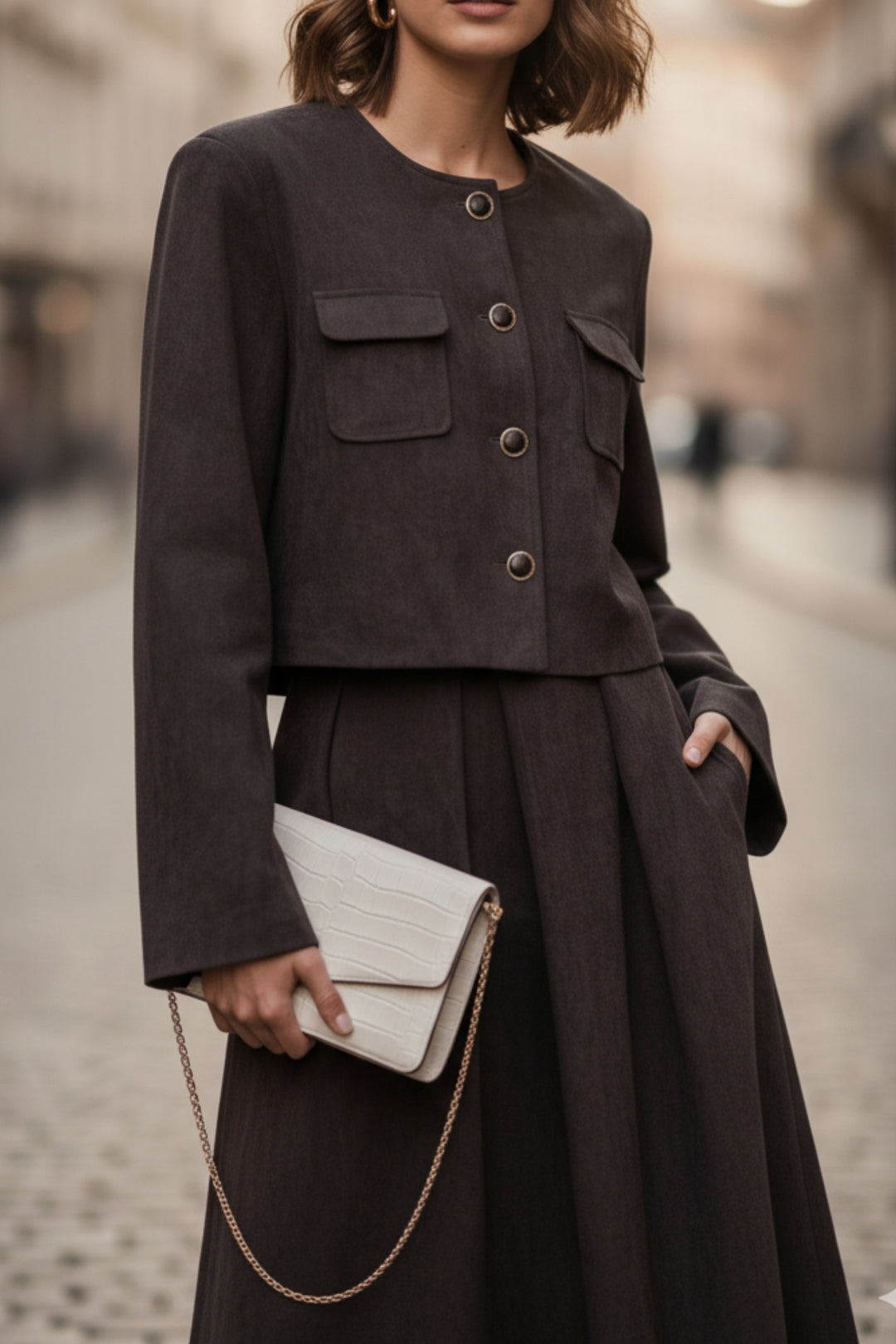 Charcoal Velvet Skirt Co-Ord