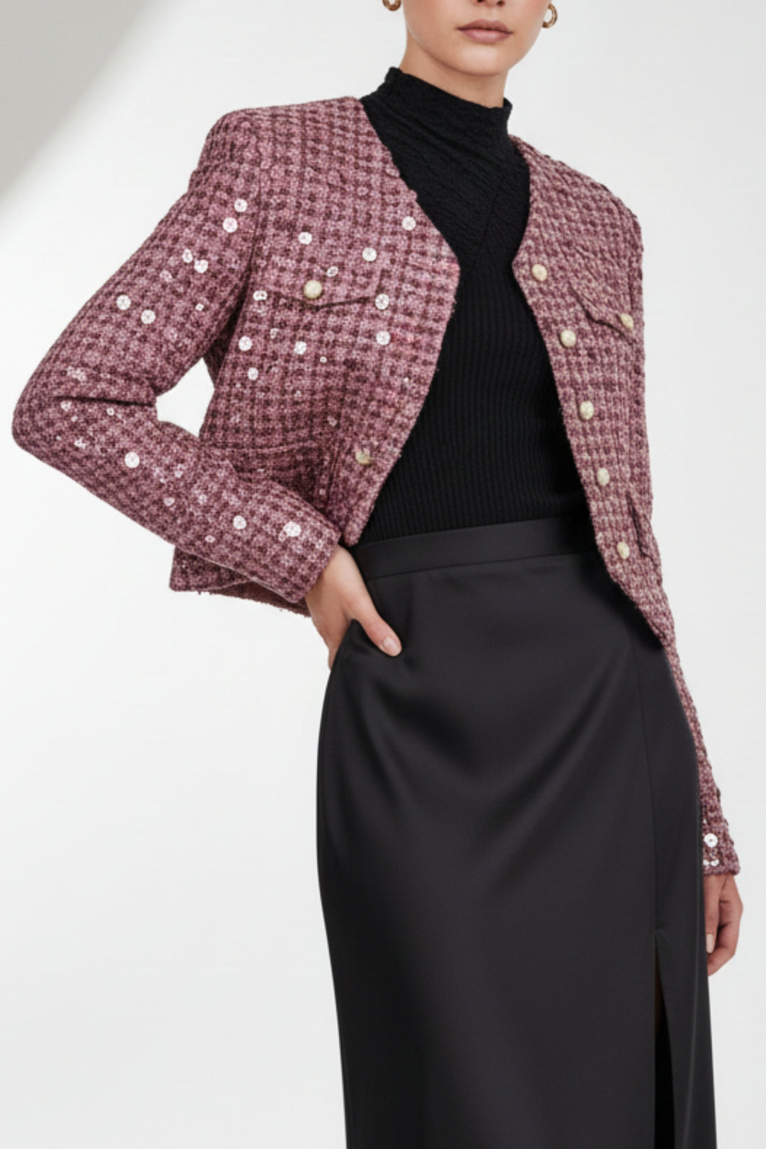 Fuchsia Pink Stardust Sequin Blazer