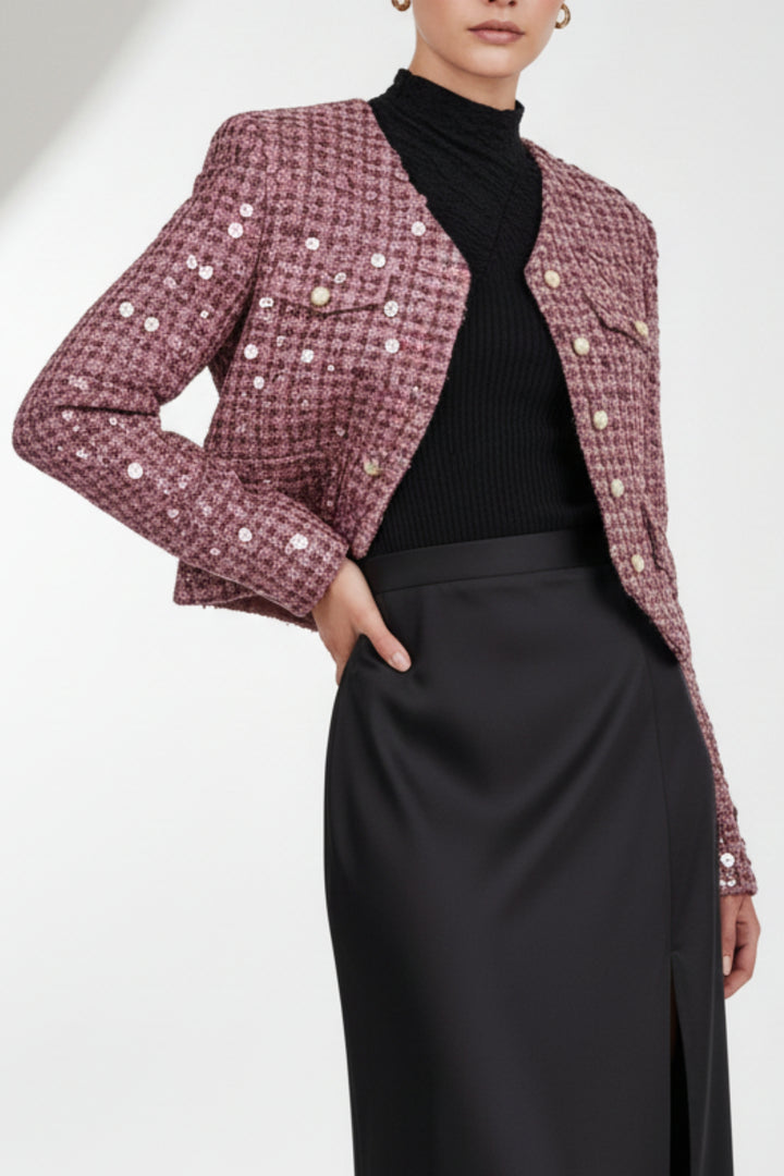 Fuchsia Pink Stardust Sequin Blazer